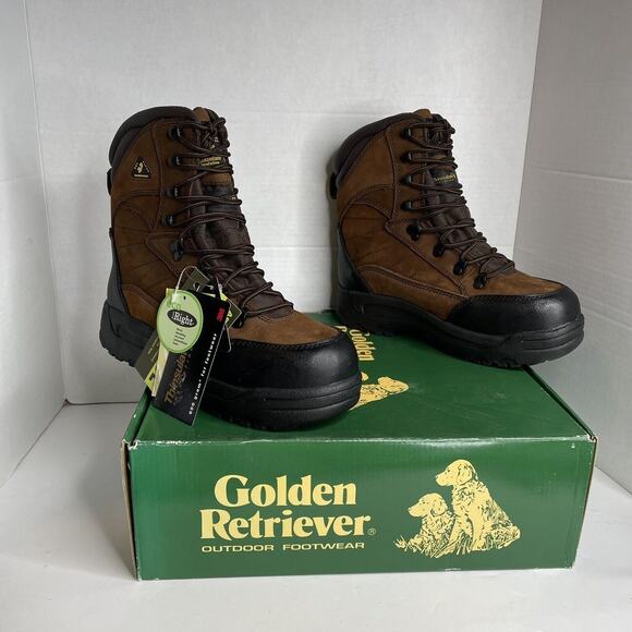 Golden Retriever Brown Women’s Nubuck Leather Comp Toe Boots NIB Size 9 1/2 - Picture 2 of 11